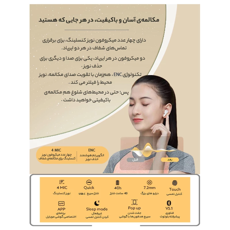 ایرپاد بی سیم شیائومی مدل QCY T13 - Image 19